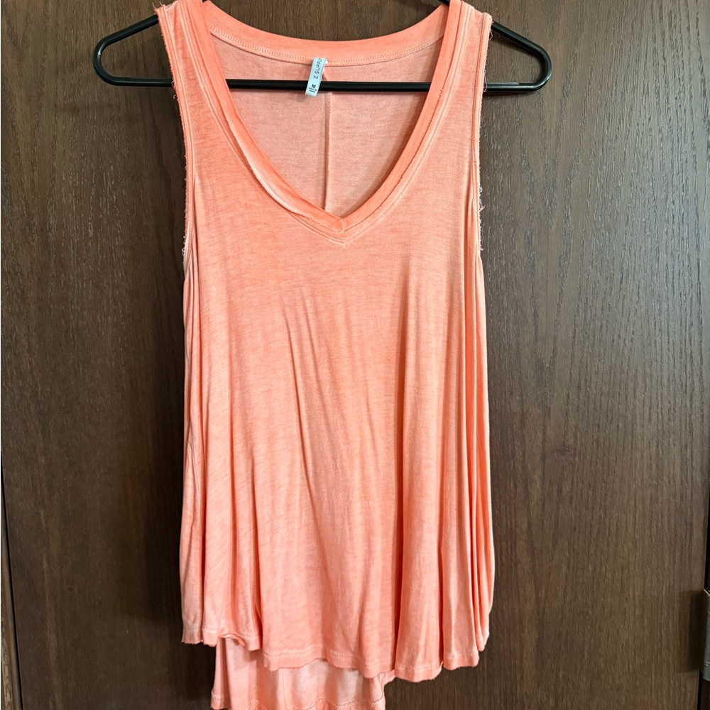 Soft V-Neck Sleeveless Tank Top - Coral